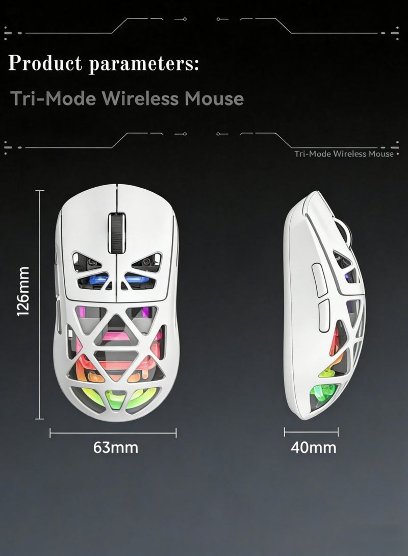 Mouse, wireless Bluetooth mouse, tri-mode Bluetooth wireless gaming mouse, lightweight and non-slip, PixArt PAW3311 sensor, 22K DPI, supports Bluetooth/2.4GHz/wired connection, suitable for PC/MAC. - Image 2